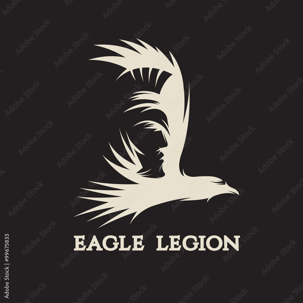 Naklejka premium negative space vector concept of warrior head in eagle