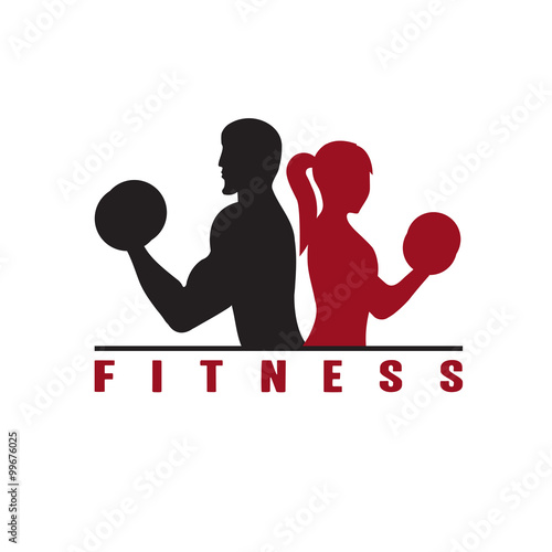 man and woman of fitness silhouette character vector illustratio