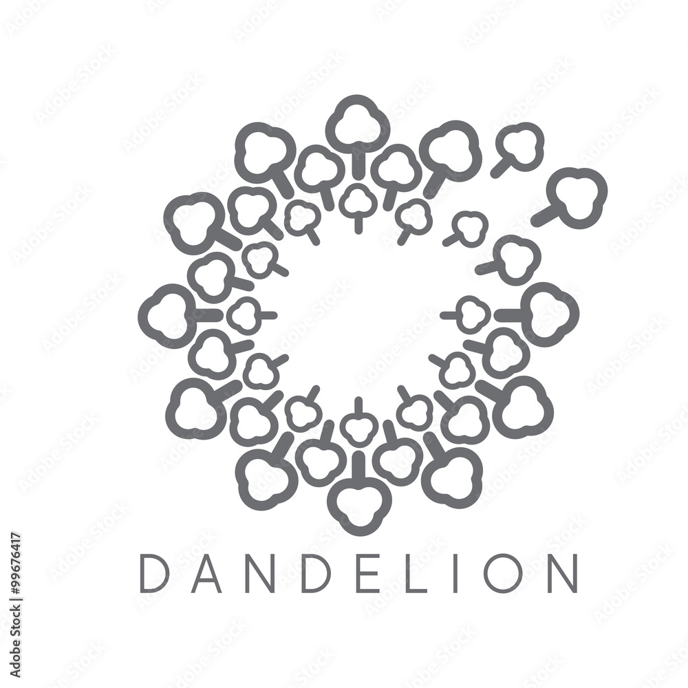 Illustration of concept cloud dandelion. Vector logo Illustration of concept cloud dandelion. Vector logo