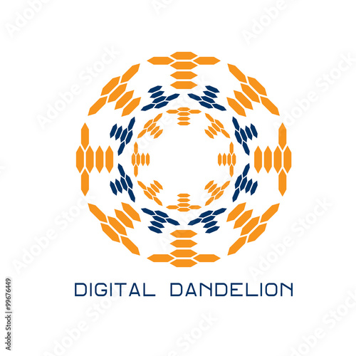 Illustration of concept digital dandelion. Vector logo