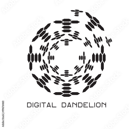 Illustration of concept digital dandelion. Vector logo