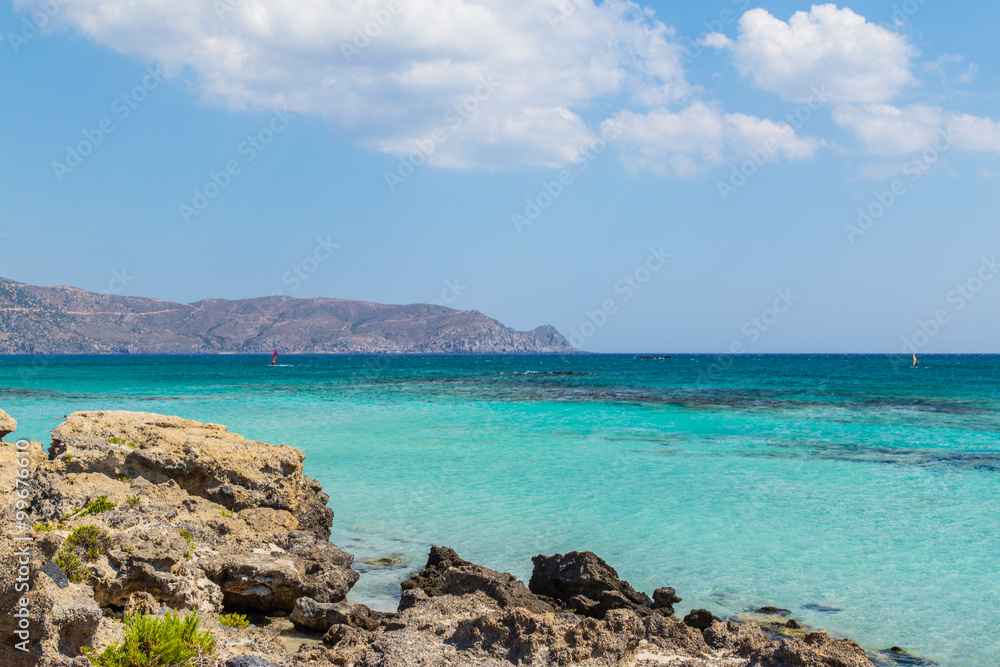 A beautiful beach on a Greek island in summer A beautiful beach on a Greek island in summer