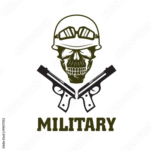 Fotografi military emblem with skull and guns