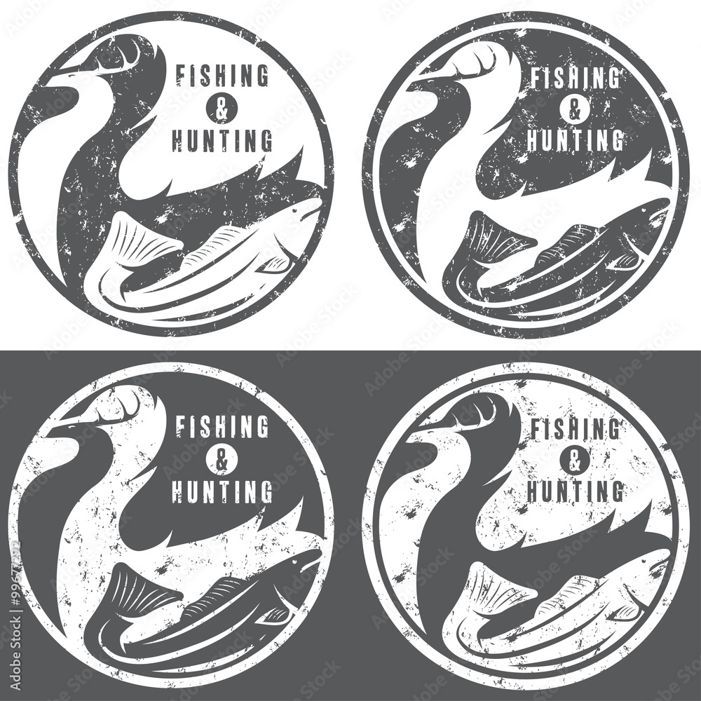 negative space concept of hunting and fishing theme,vintage grun negative space concept of hunting and fishing theme,vintage grun
