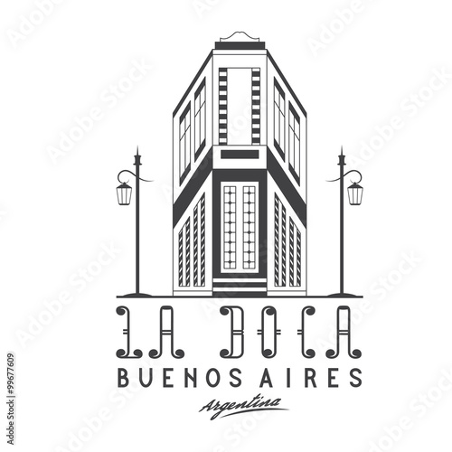 Vector illustration Caminito street in La Boca neighborhood of B