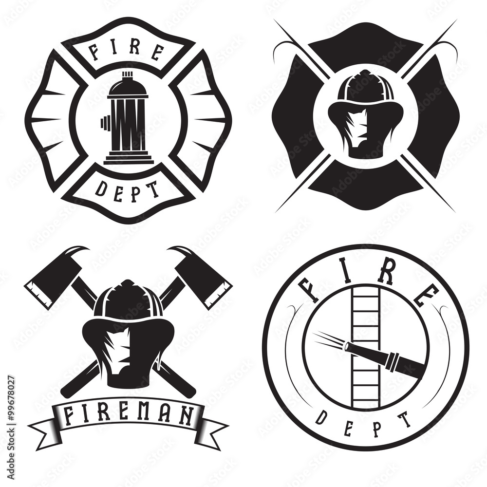 Fototapeta premium Set of fire department emblems and badges