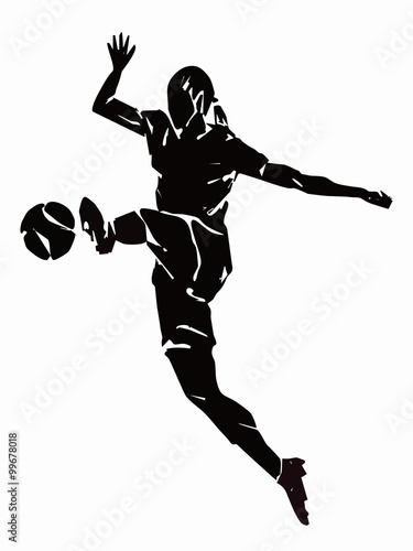 soccer woman player,grunge vector illustration