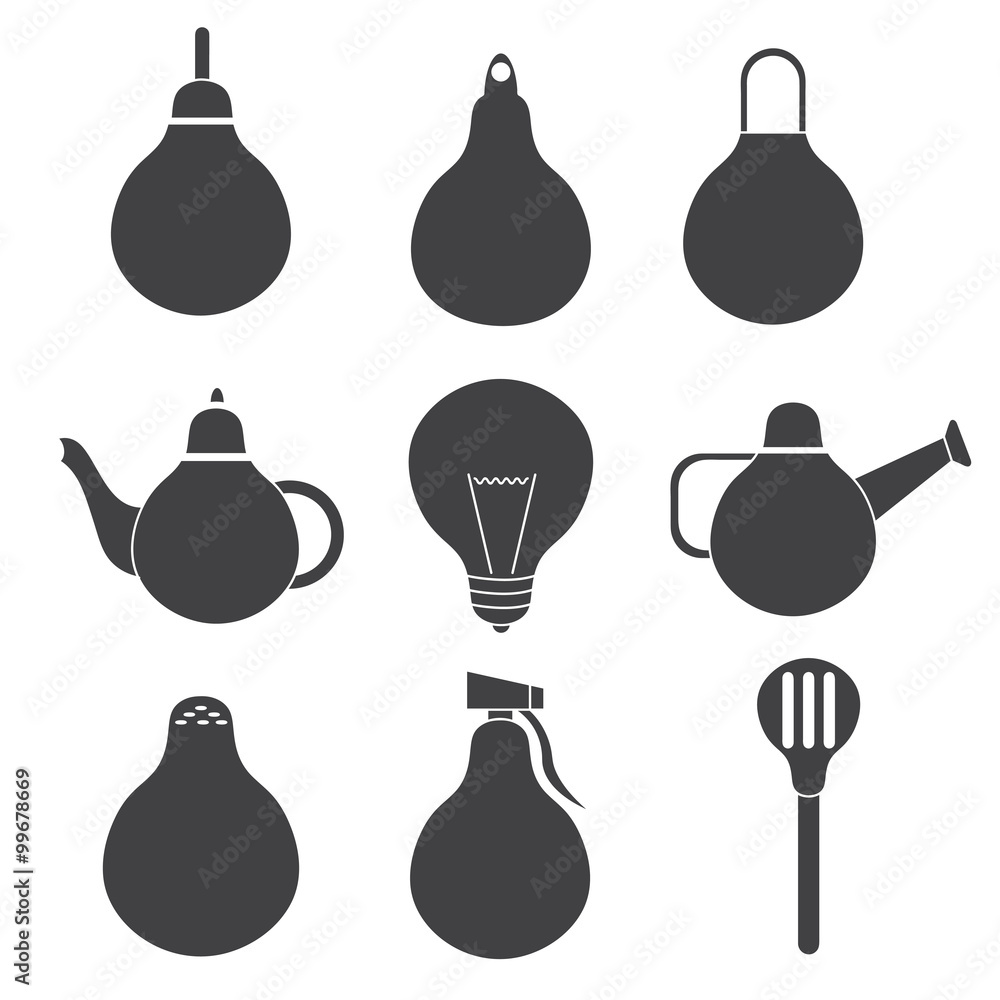 simple icons of household products in the form of light bulb simple icons of household products in the form of light bulb