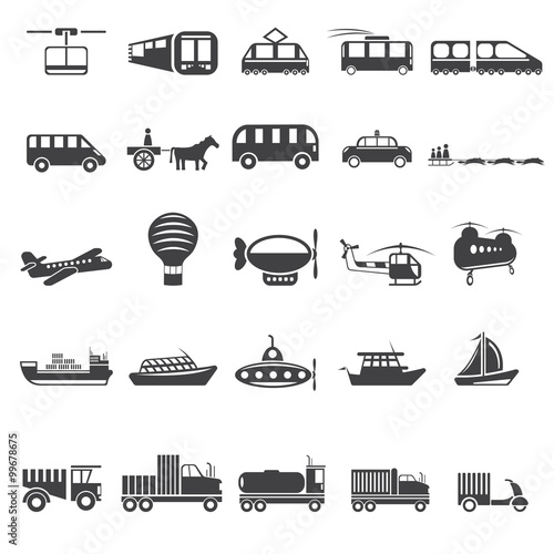 twenty five vector icons of transport theme