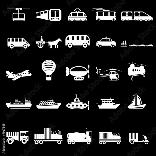 twenty five vector icons of transport theme