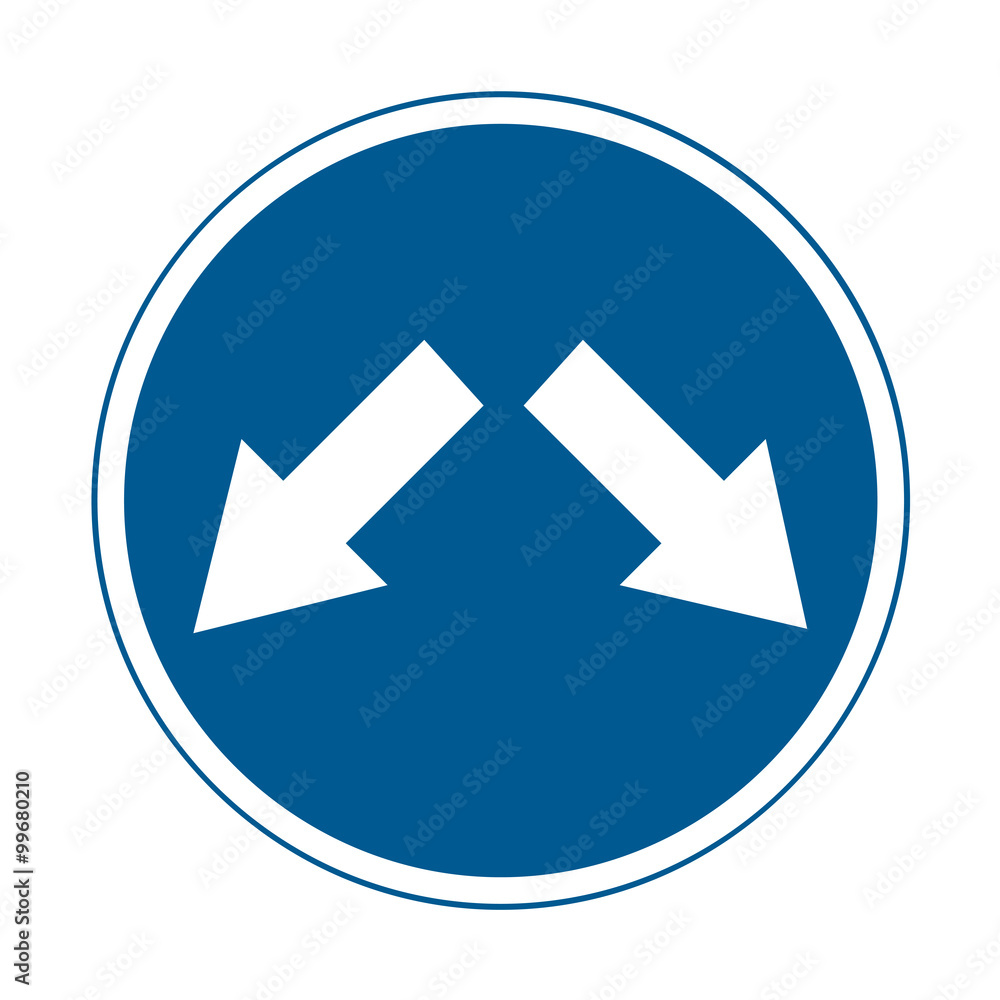 Road signs. Pass on either side. Road signs. Pass on either side.