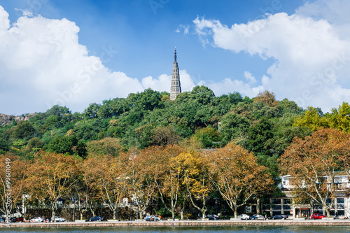Hangzhou west lake beautiful scenery and ancient pagoda in the autumn, China