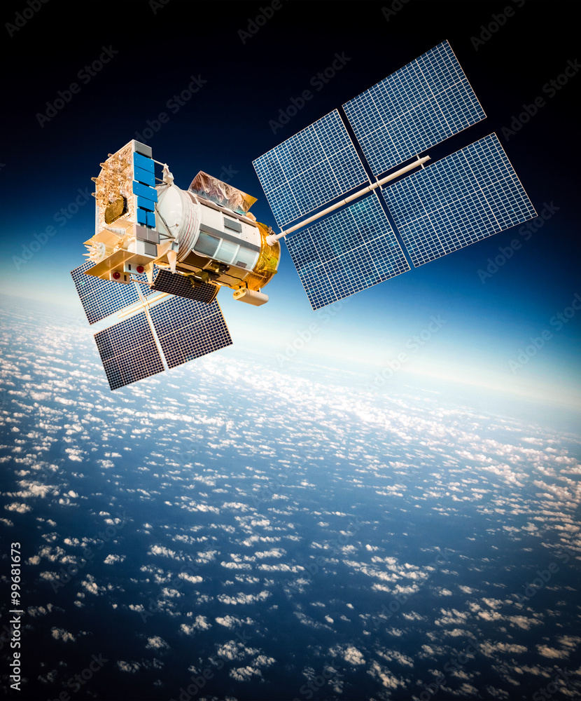 Obraz premium Space satellite over the planet earth