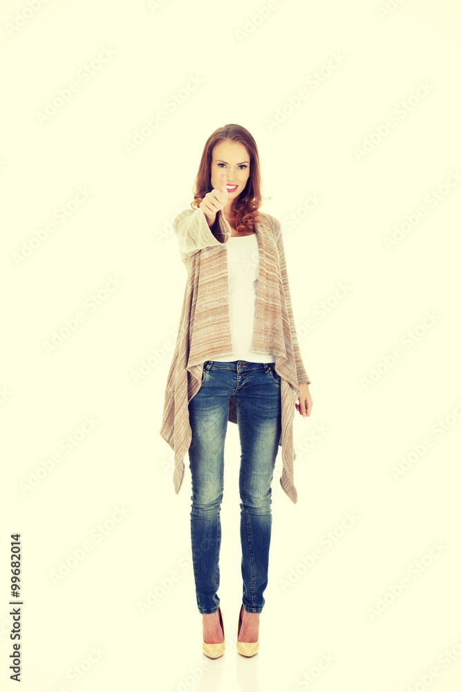 Beautiful woman showing thumbs up. Beautiful woman showing thumbs up.