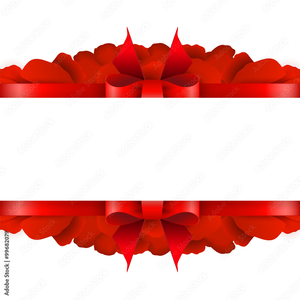 Fototapeta premium Rose Petals Border on white background.
