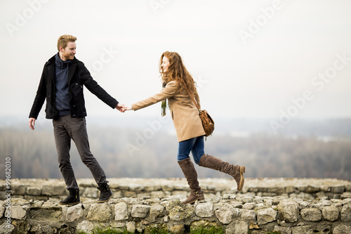 Young loving couple outdoor