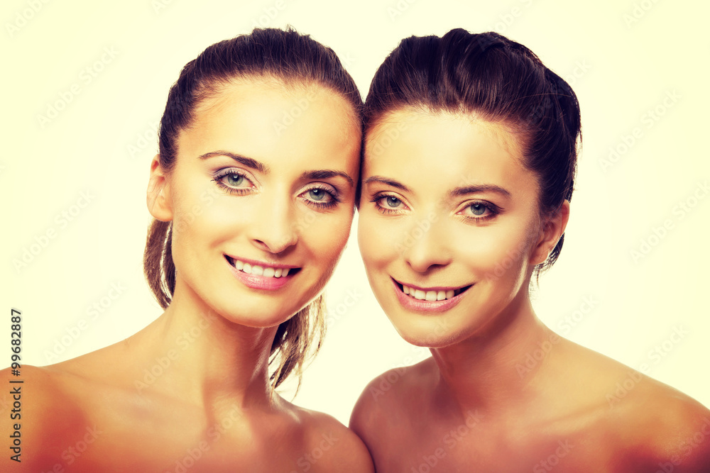 Two sisters with make up. Two sisters with make up.