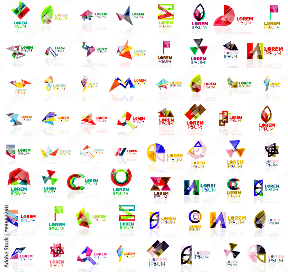 Fototapeta premium Mega zestaw papierowych logo abstrakcyjnych kształtów geometrycznych