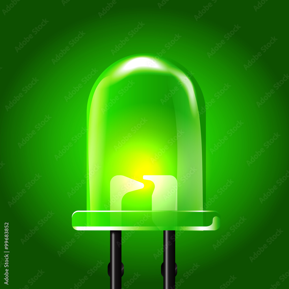 Vector illustration of green luminous bright Light Emitting Diod Vector illustration of green luminous bright Light Emitting Diod