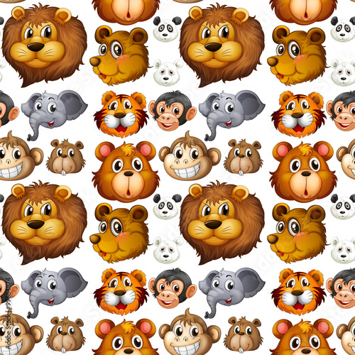 Wild animals head with happy face
