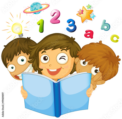 Children reading math book