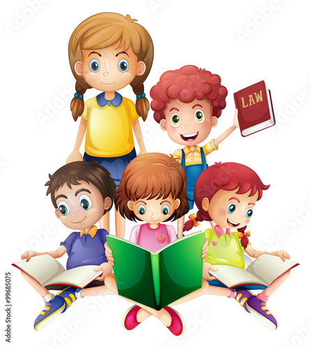 Children reading books together