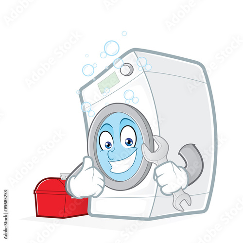 Washing machine holding a wrench with toolbox