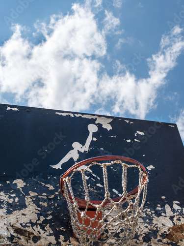 Jumpman logo by Nike on the old basketball backboard