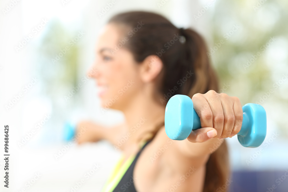 Fitness woman doing weights at home Fitness woman doing weights at home
