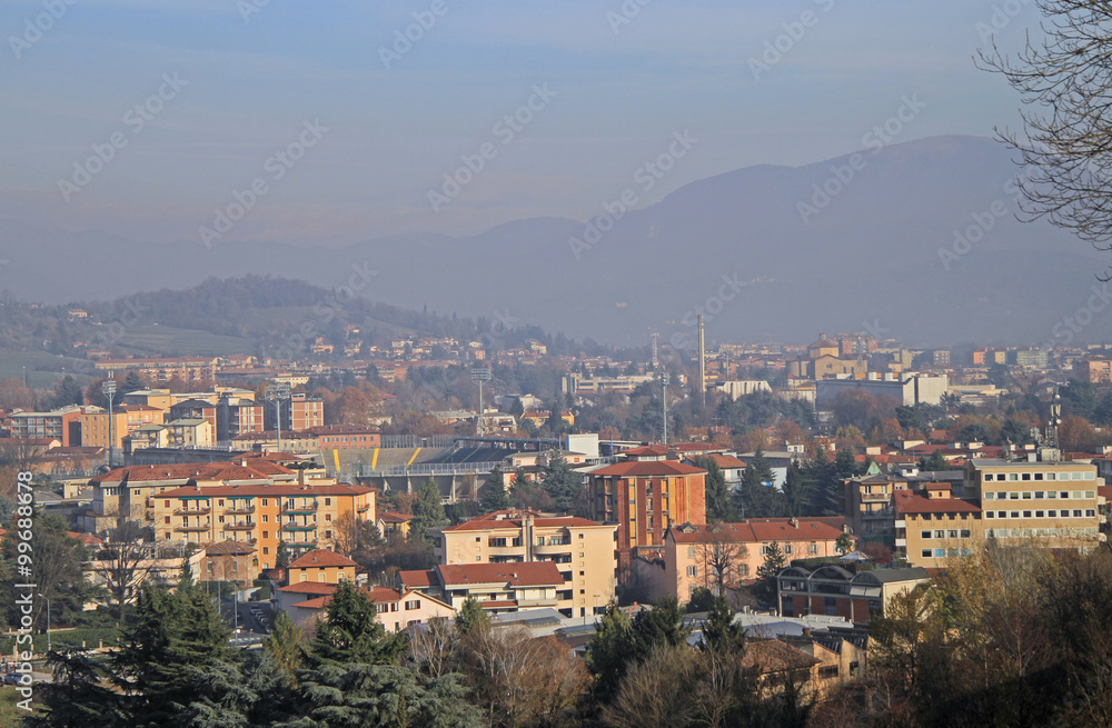 view of Bergamo from hills of the upper city