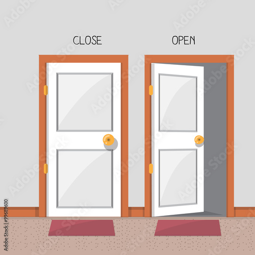 close and open door - vector