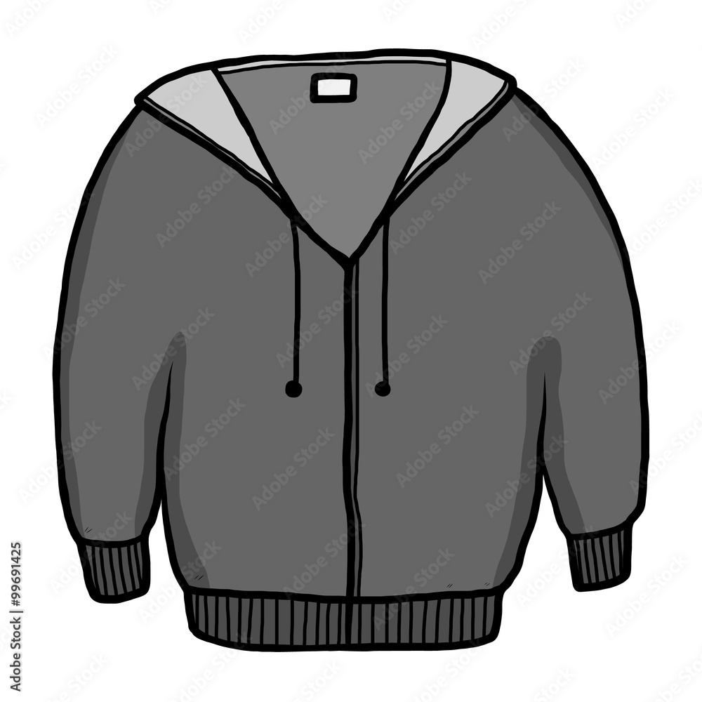 jacket sweater / cartoon vector and illustration, grayscale, hand drawn