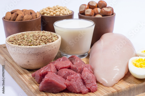 Natural products containing plant and animal proteins.