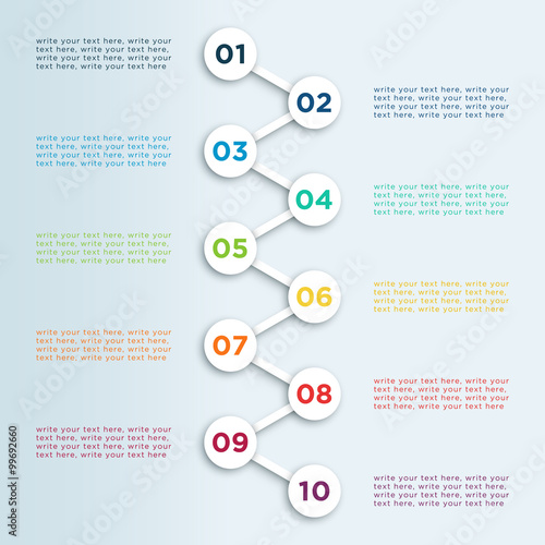 Number Linked Bullet Points In White Circles 
Infographic Template