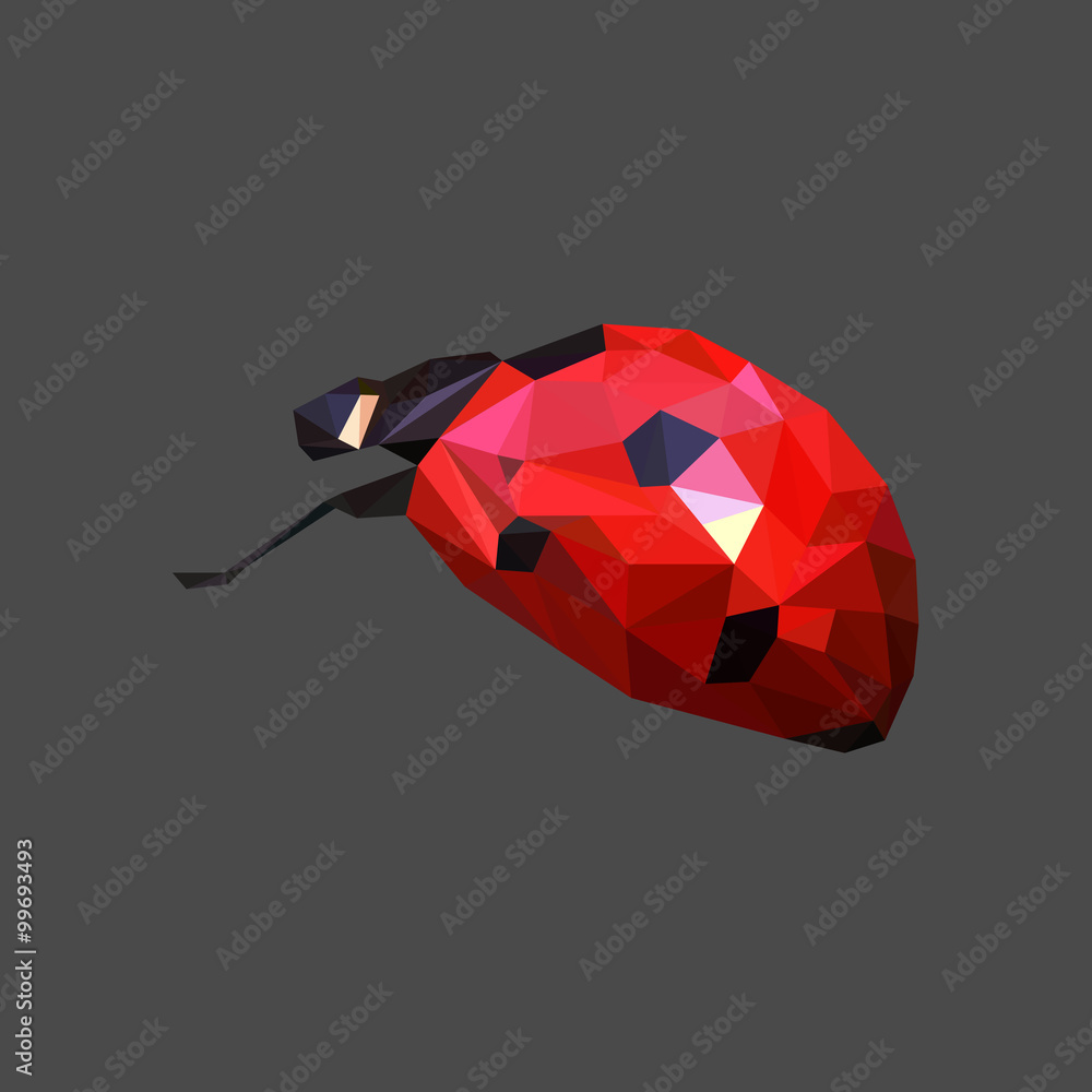 Obraz premium Ladybug low poly design. Triangle vector illustration.