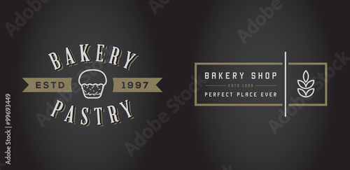 Set of Vector Bakery Pastry Elements and Bread Icons Illustration can be used as Logo or Icon in premium quality