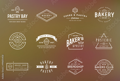 Set of Vector Bakery Pastry Elements and Bread Icons Illustration can be used as Logo or Icon in premium quality