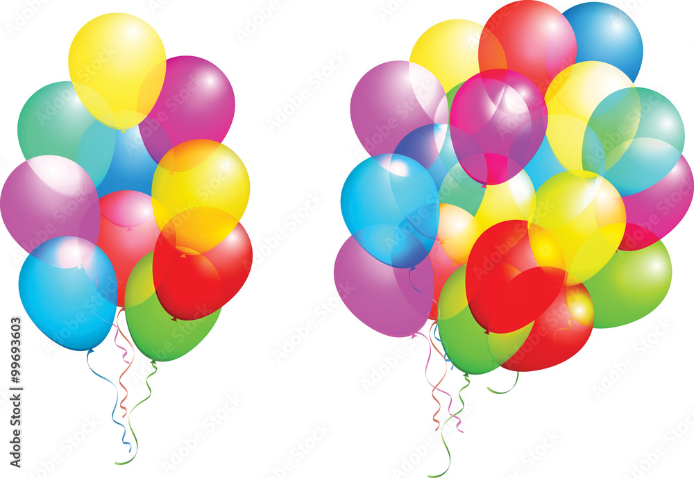 Color Glossy Balloons Set isolated on White in Vector Illustration
