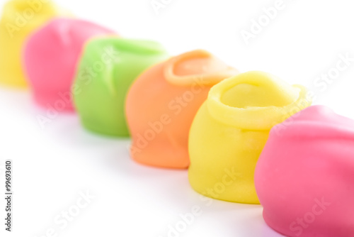 Colorful Fondant Candies On White Background