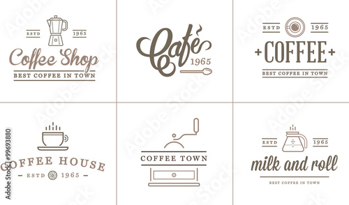 Set of Vector Coffee Elements and Coffee Accessories Illustration can be used as Logo or Icon in premium quality