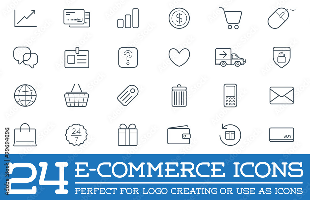 Set of Vector E-Commerce Icons Shopping and Online can be used as Logo or Icon in premium quality