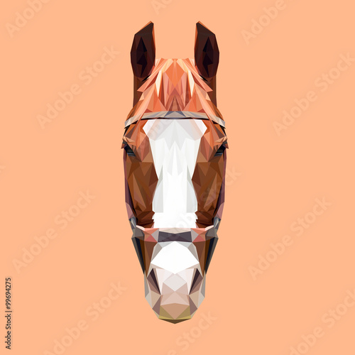 Horse low poly design. Triangle vector illustration.