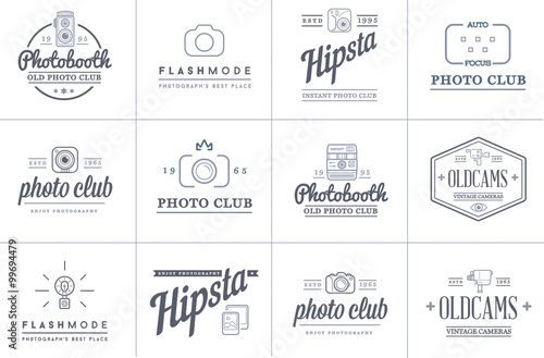 Set of Vector Photo Camera Photography Elements and Video Camera Icons Illustration can be used as Logo or Icon in premium quality