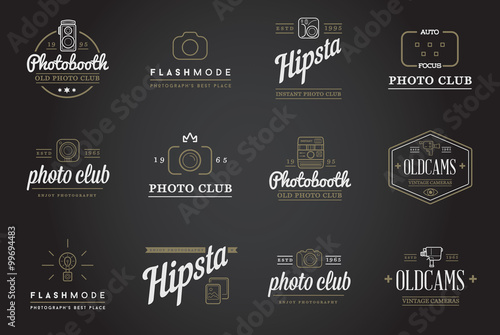 Set of Vector Photo Camera Photography Elements and Video Camera Icons Illustration can be used as Logo or Icon in premium quality