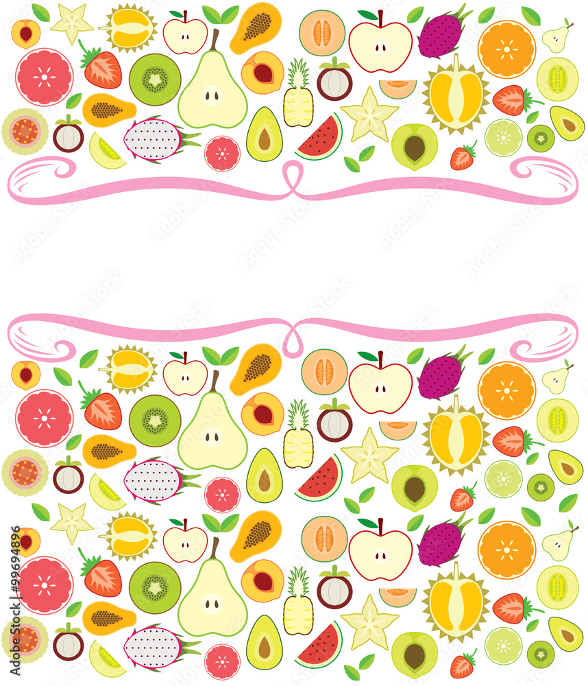 Fruits background illustration, left the blank for designer to fill message Fruits background illustration, left the blank for designer to fill message