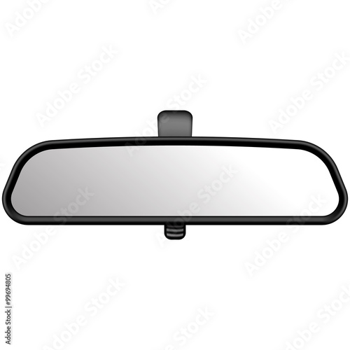 Realistic vector illustration of rear view mirror. On white back