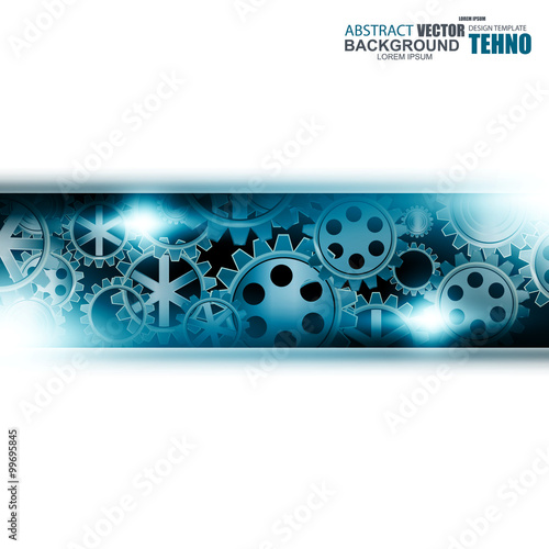 Technology metallic gears and cogwheels on white background photo