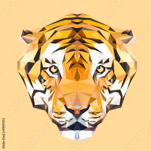 Fototapeta Naklejka Na Ścianę i Meble -  Tiger low poly design. Triangle vector illustration.