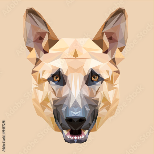 Dog German shepherd low poly design. Triangle vector illustration.