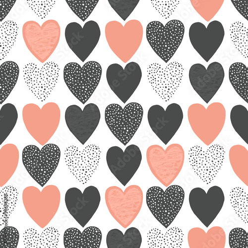Valentine's day hand drawing seamless pattern with heart shape.